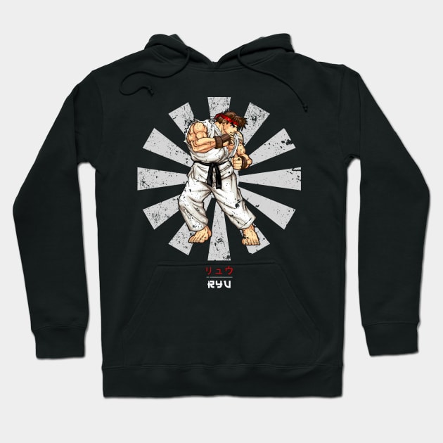 Ryu Street Fighter Retro Japanese Hoodie by Nova5